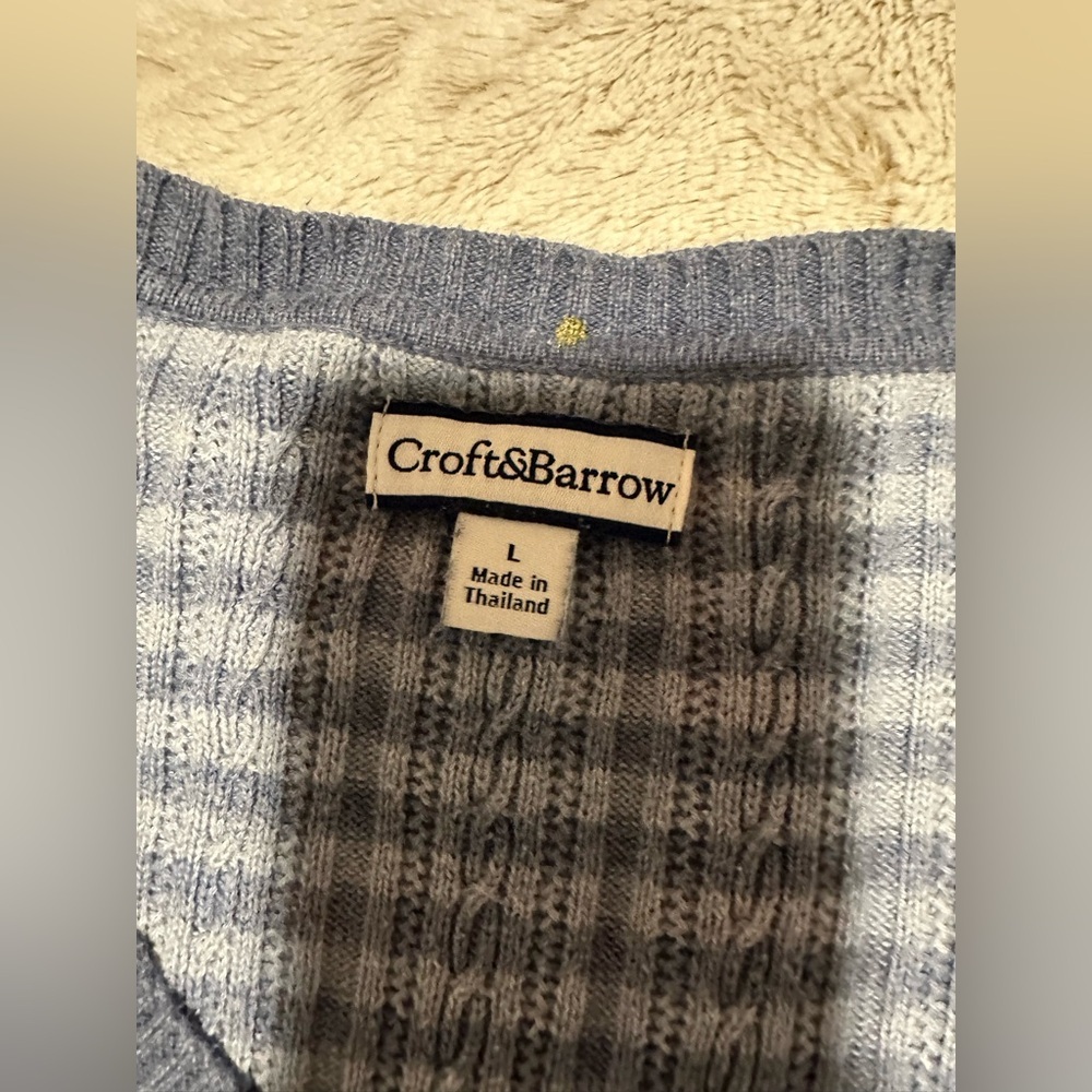 Croft & Barrow V Neck Striped Knit Sweater - Picture 5 of 8